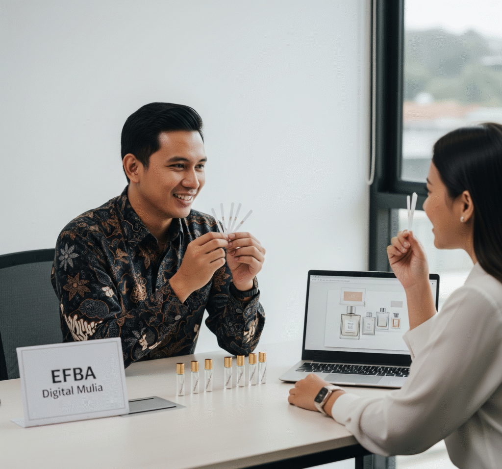 Gambar Sesi Konsultasi Jasa Maklon Pewangi Tubuh Body Mist Efba