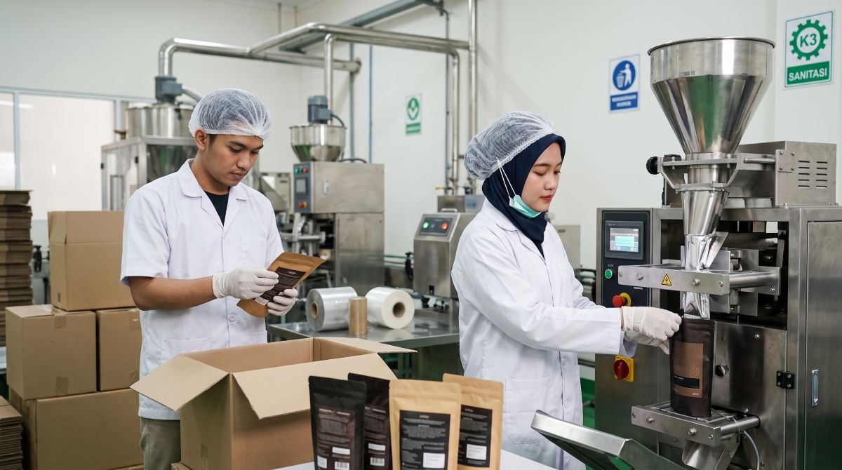 Gambar Petugas Kontrol Produksi Maklon Kopi Efba Digital Mulia